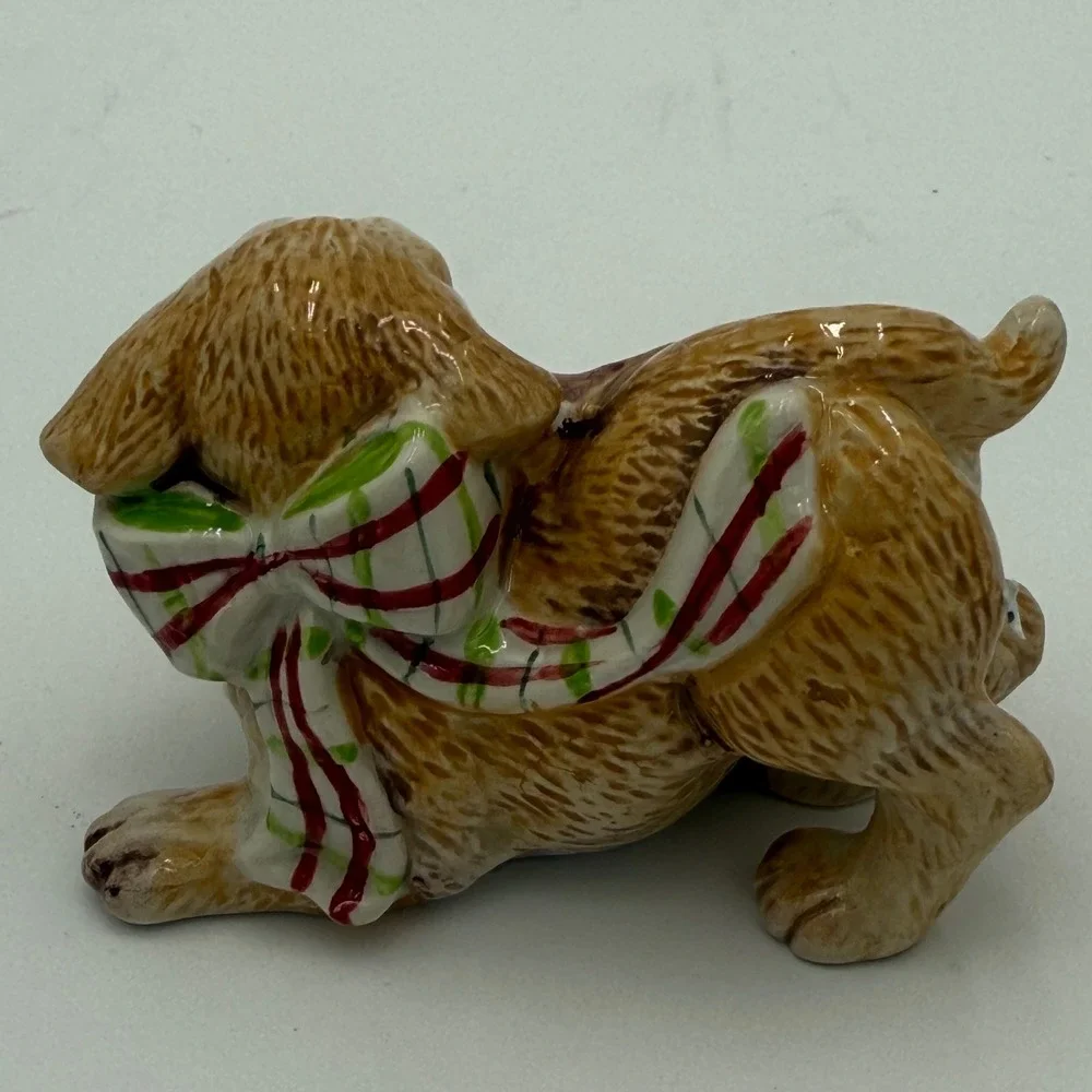 Fitz and Floyd Dear‎ Santa Puppy Dog Figurines Set of 3 Christmas Holiday Decor